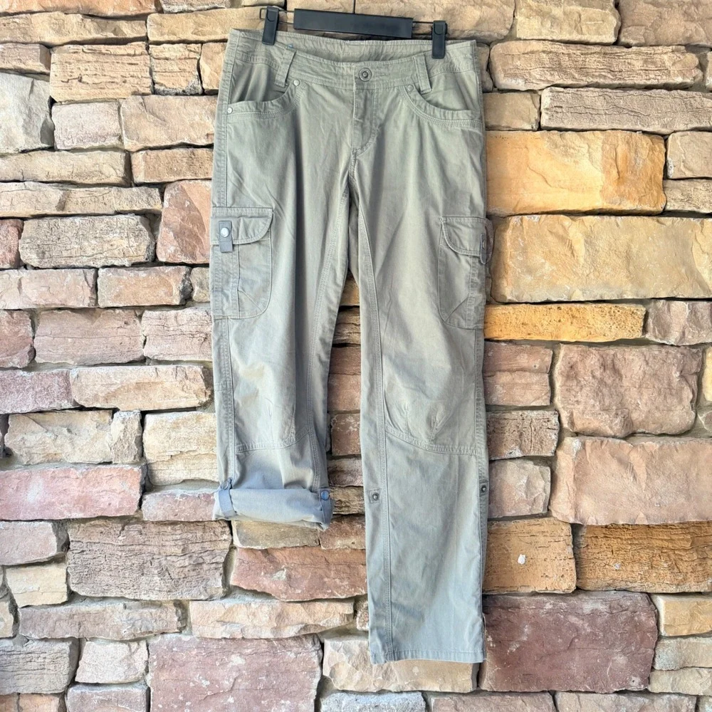 Kuhl Womens 6 Short Cargo Pants Olive Green Roll Up Convertible Hiking Utility
